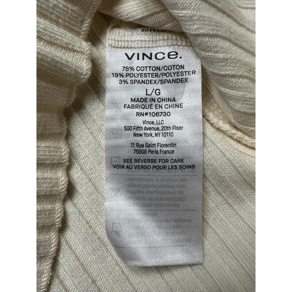 Vince Sweater Womens Large Cream Ribbed Mock Neck Sleeveless Pullover Top New - Picture 5 of 8